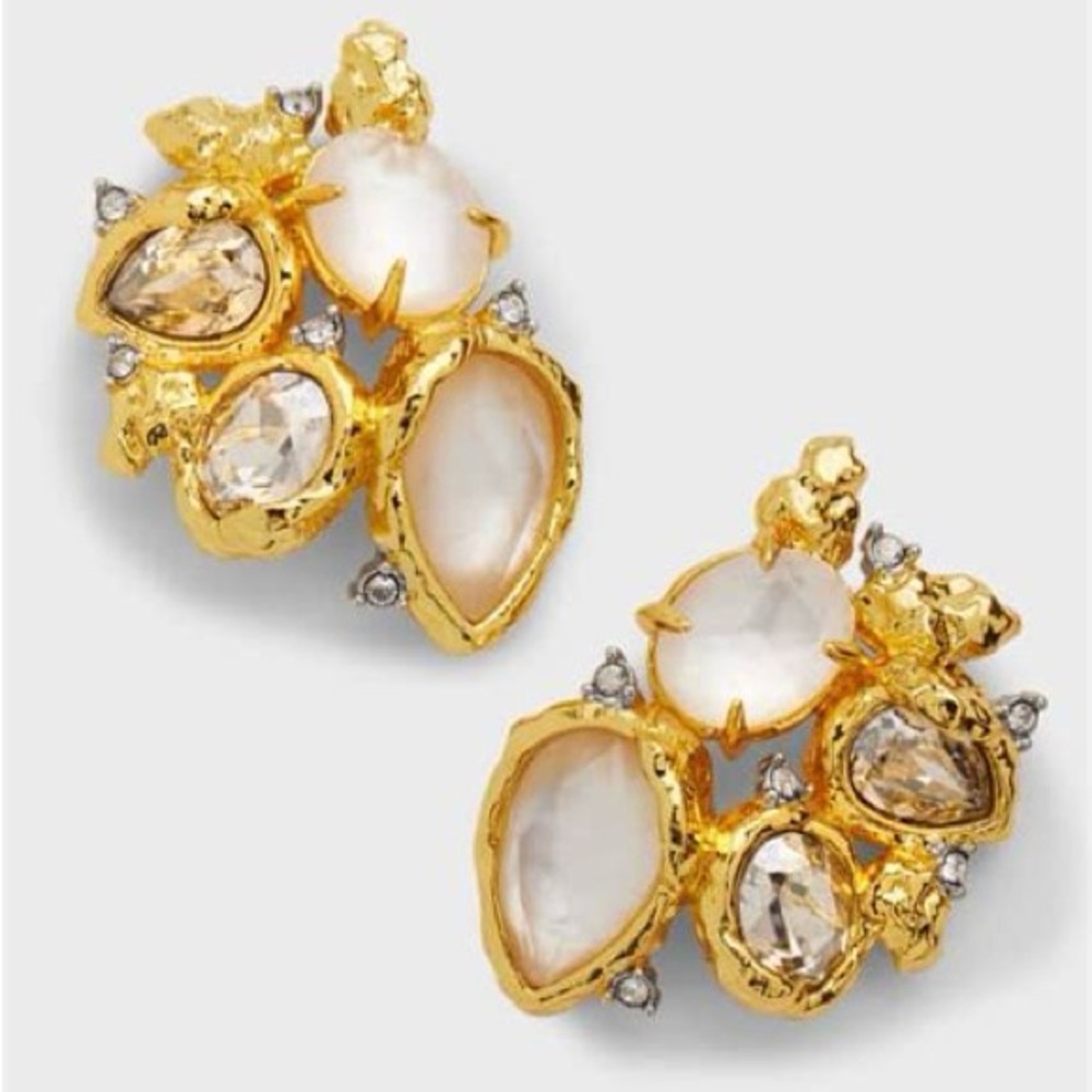 Alexis Bittar Golden Pebble Cake Cluster Post Earring - Mother of Pearl